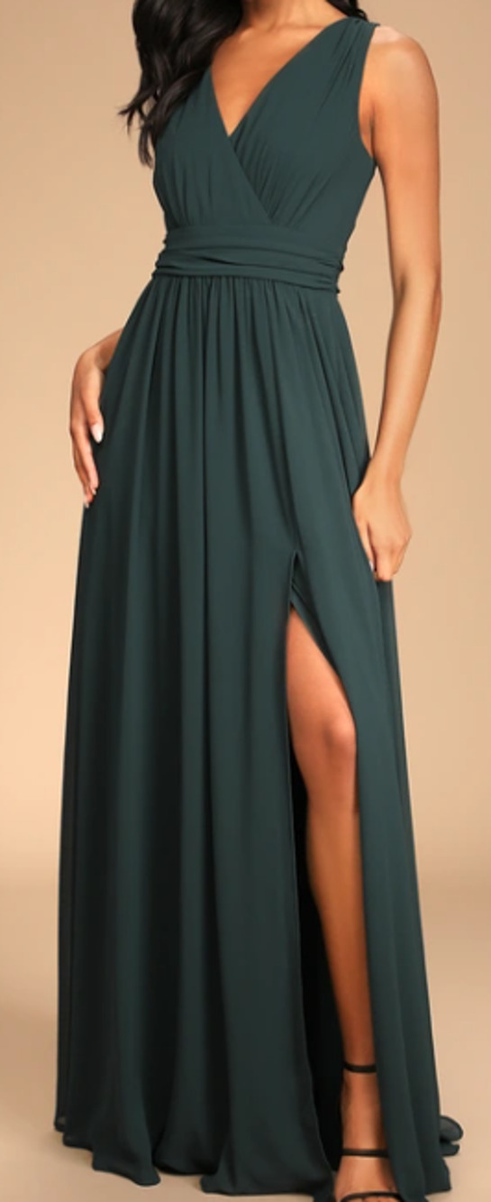 LULU'S 2X plus Thoughts of Hue Emerald Green Surplice Maxi Formal Dress NEW 0b1